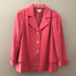 Coldwater Creek Linen Blazer Plus Size Coral 20